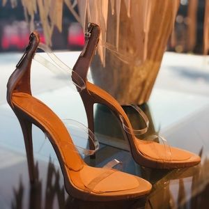 Size 9 clear Strap Boohoo High Heels.
